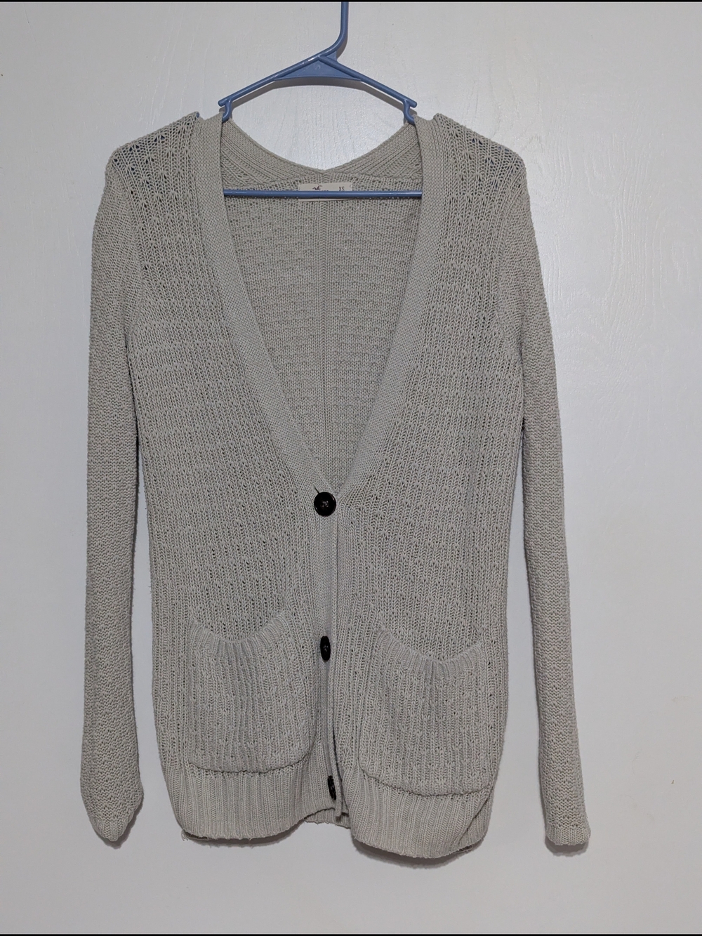 Hollister Light Beige Open-Knit V-Neck Cardigan